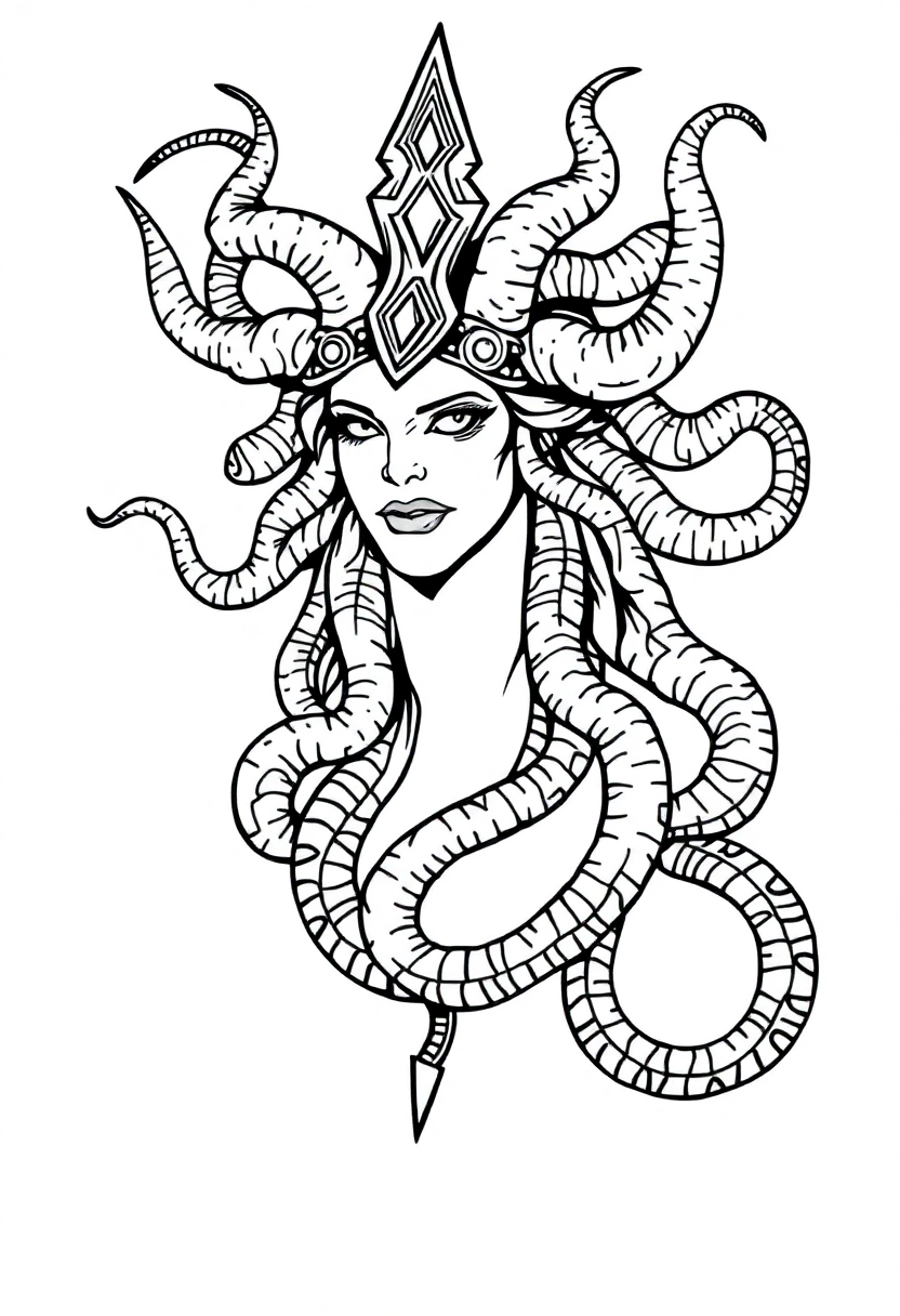 Medusa with Snakes coloring page, free printable