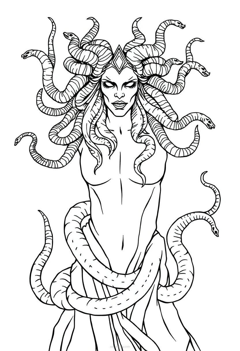 Medusa With Snakes coloring pages