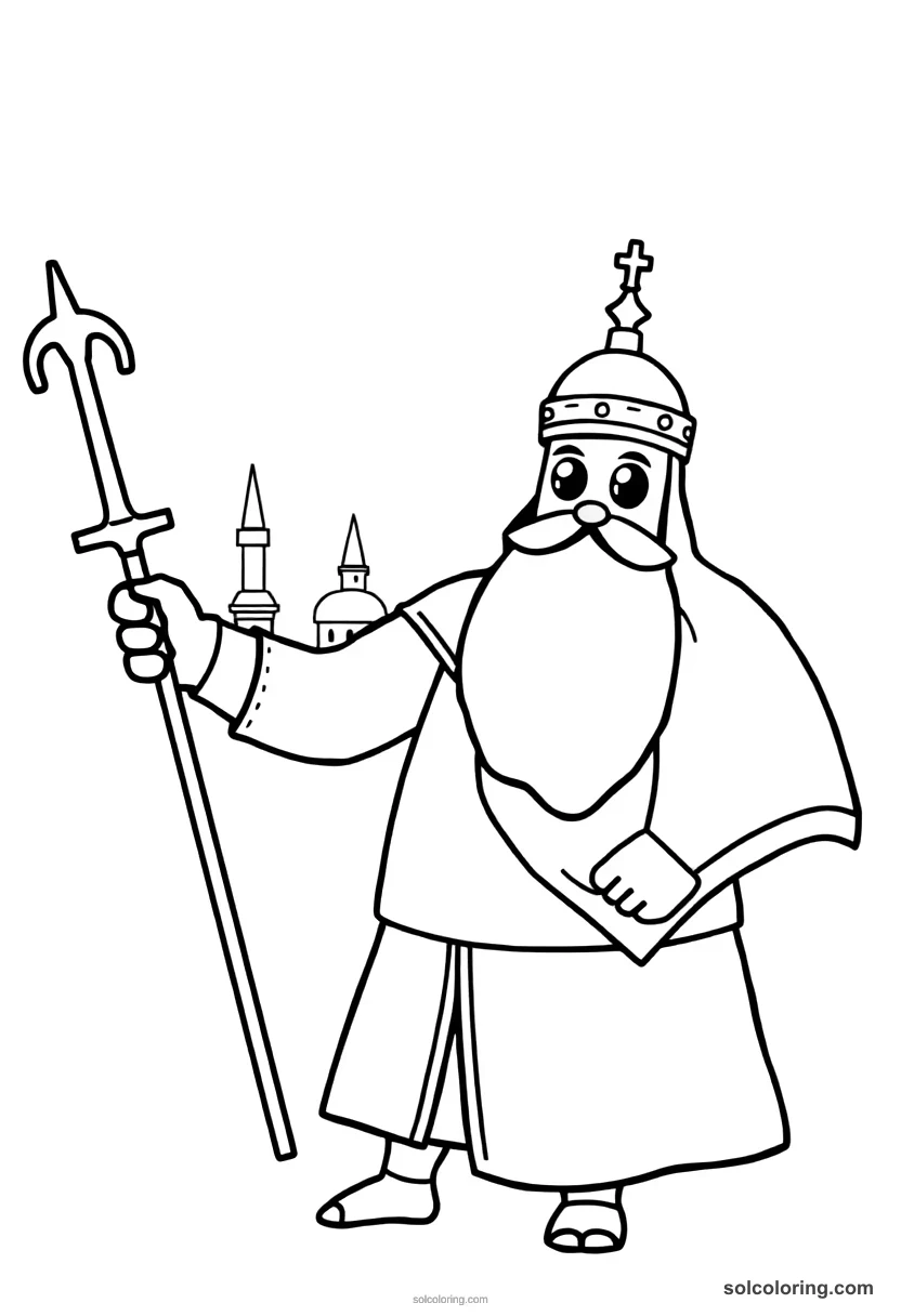 Cute Cartoon Mehmed II Conquering Constantinople cute cartoon coloring page for kids