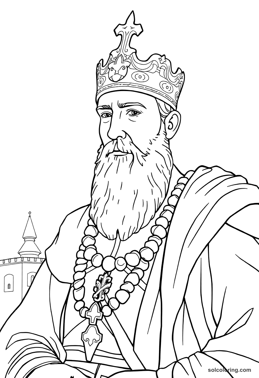 Mehmed II Conquering Constantinople coloring page, free printable realistic style