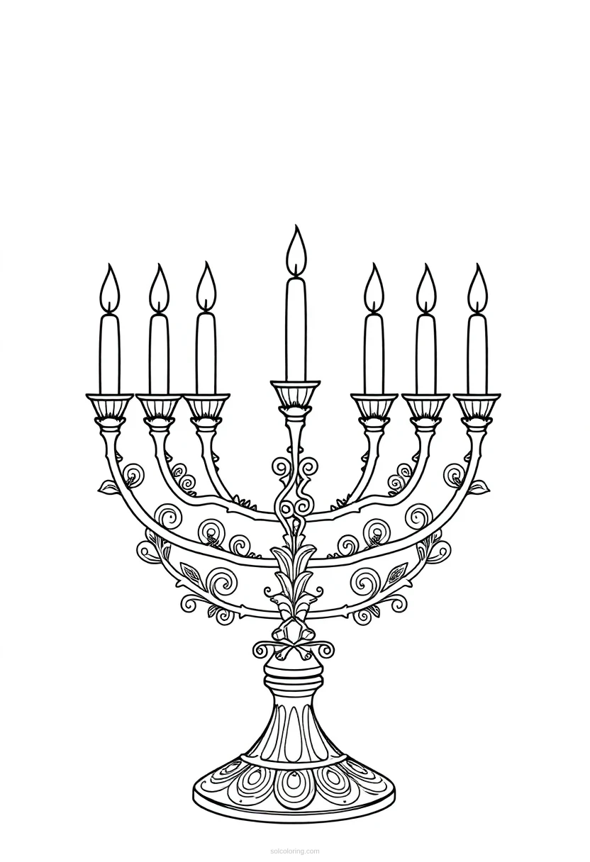 Menorah coloring page for kids