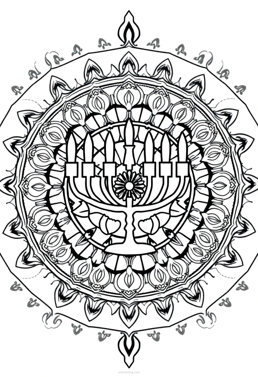 Menorah coloring page for kids