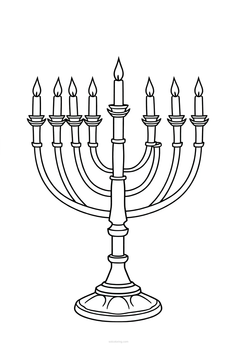 Menorah Cute Cartoon coloring pages
