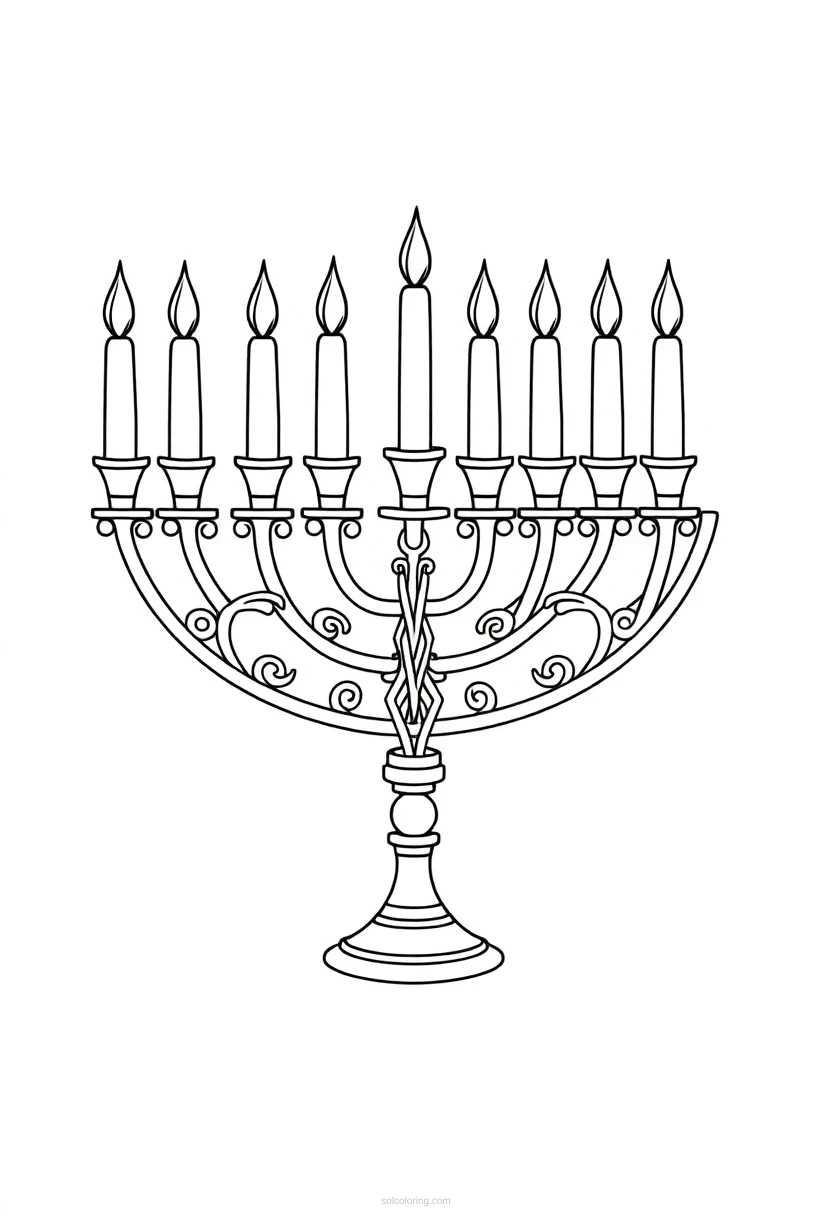 Menorah coloring page for kids