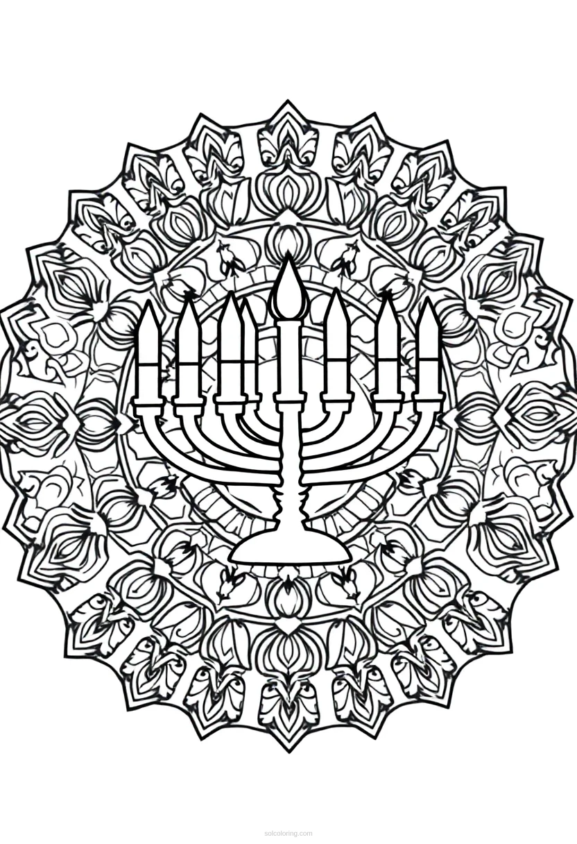 Menorah coloring page for kids