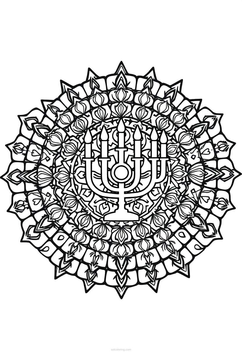 Menorah coloring page for kids