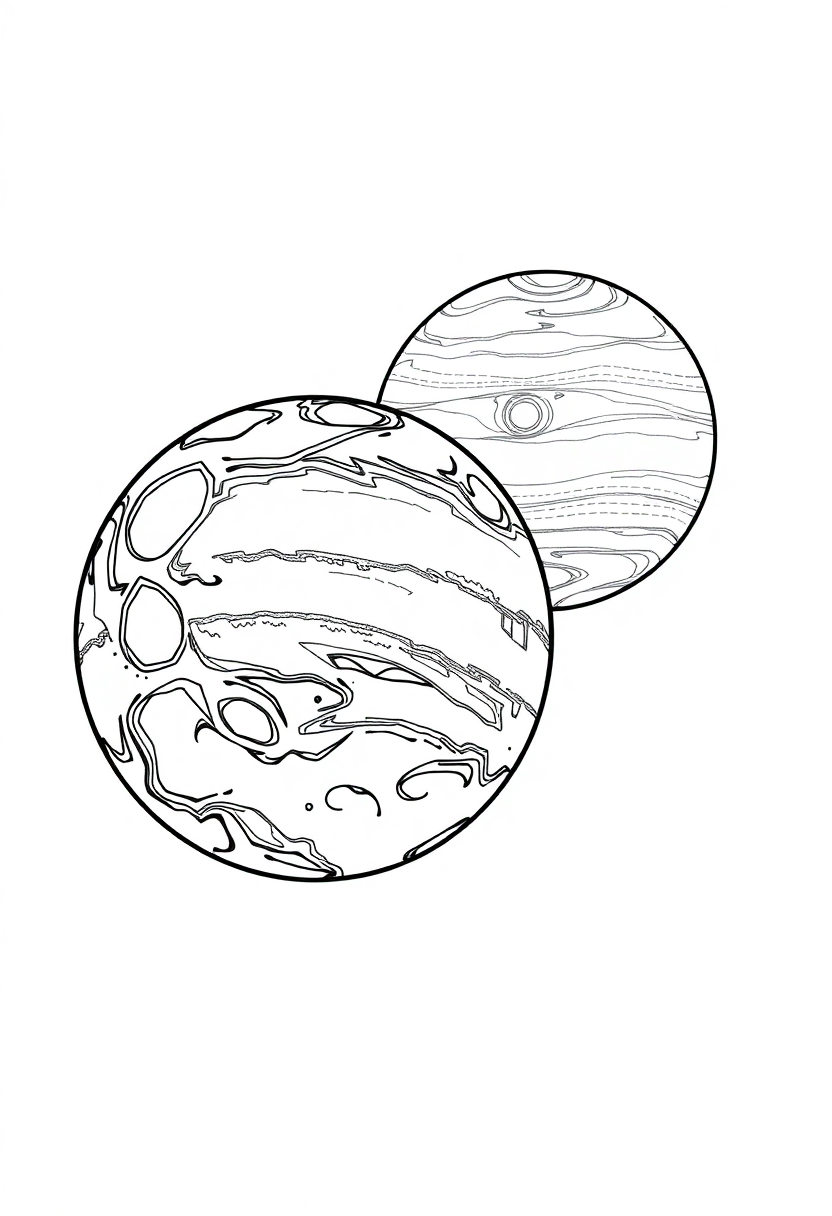 Mercury and Venus coloring page, free printable