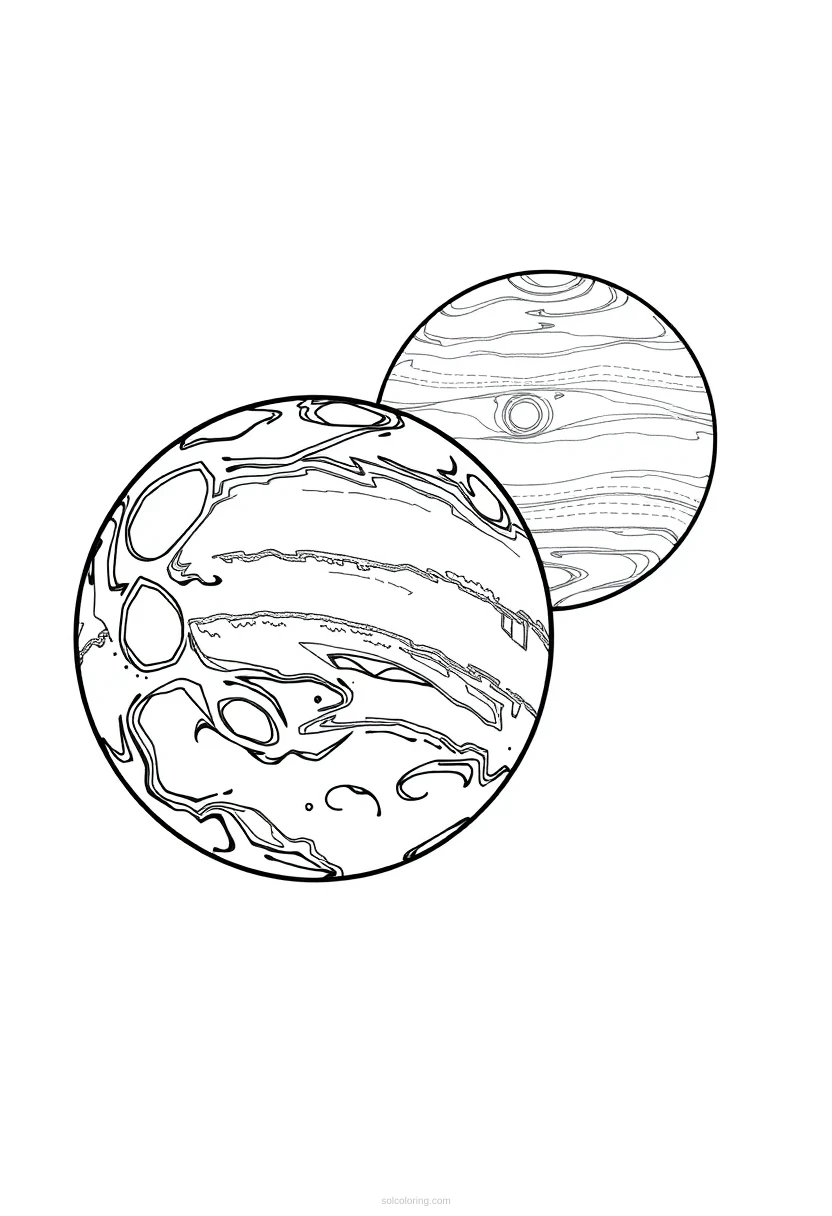 Mercury and Venus coloring page for kids