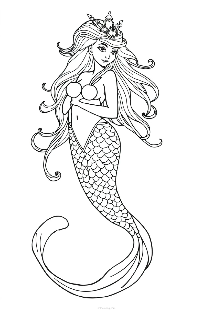 Mermaid coloring page for kids