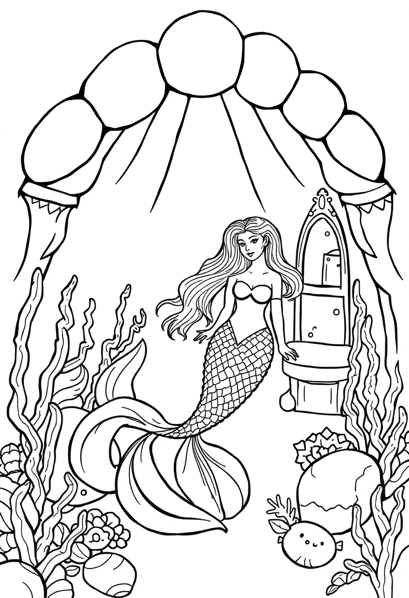 Mermaid In Seashell Palace coloring pages