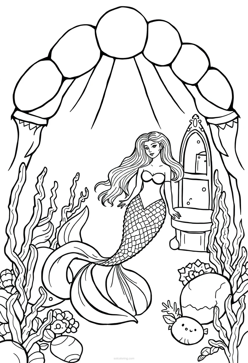 Mermaid In Seashell Palace coloring pages