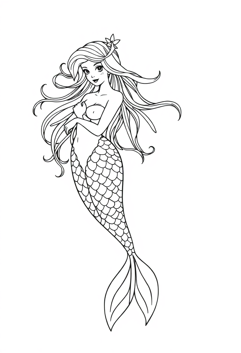 Mermaids coloring page for kids