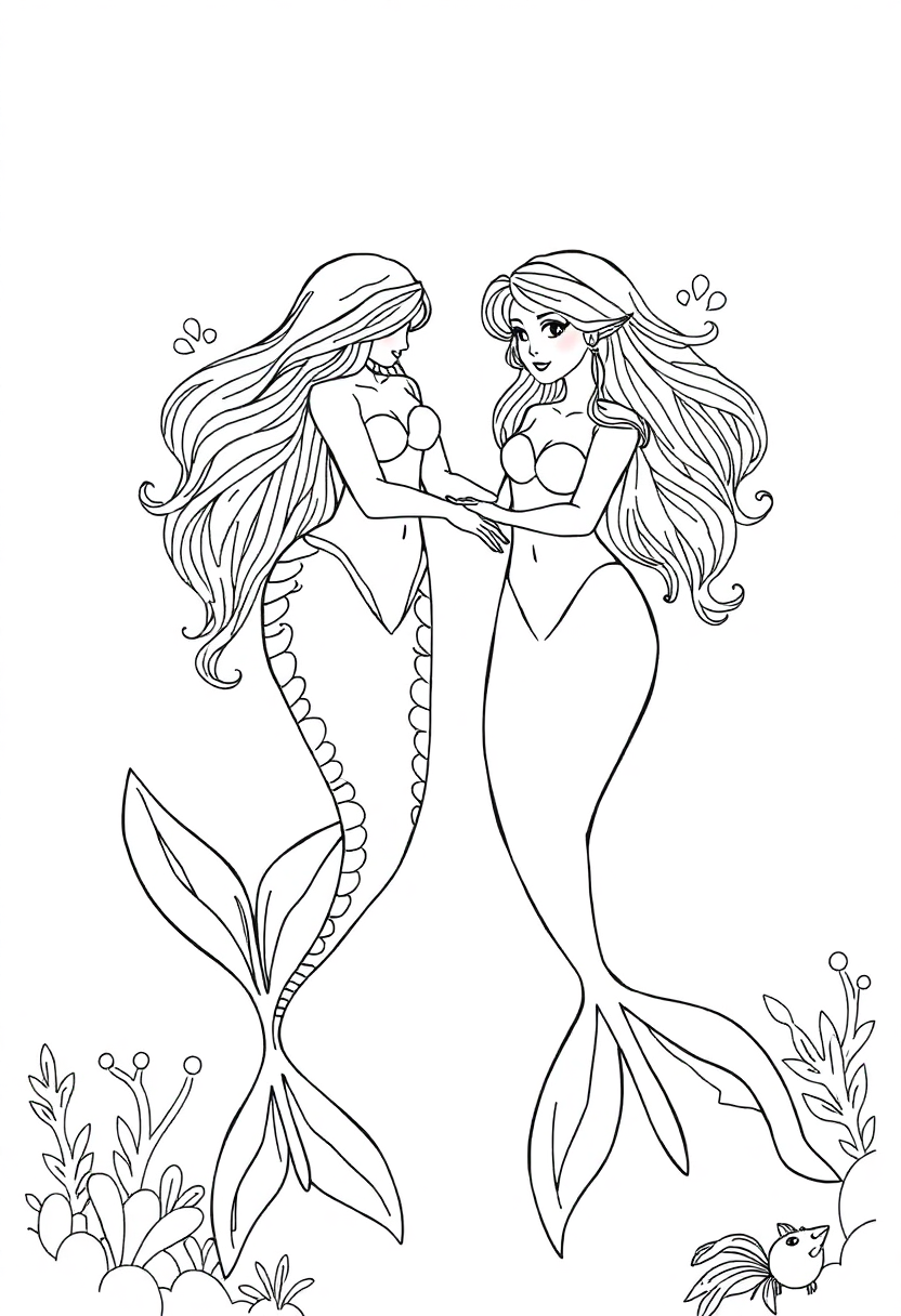 Mermaids coloring pages