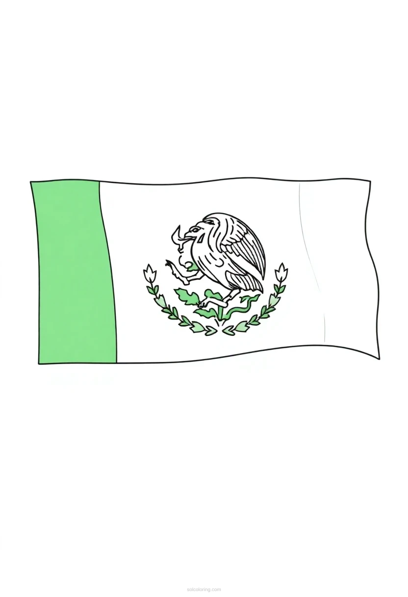 Mexican Flag coloring page for kids