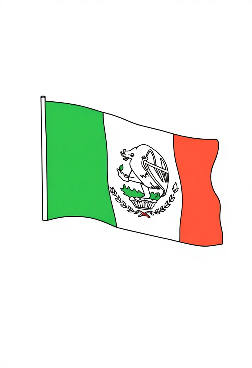 Mexican Flag coloring page, free printable