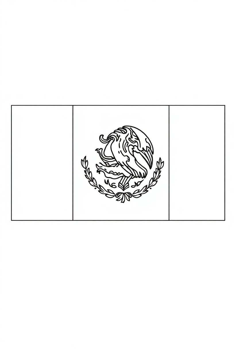 Mexican Flag coloring page, free printable