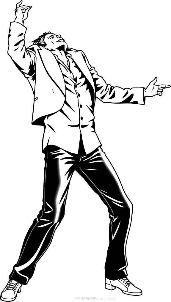 Michael Jackson Dancing Pose coloring page for kids