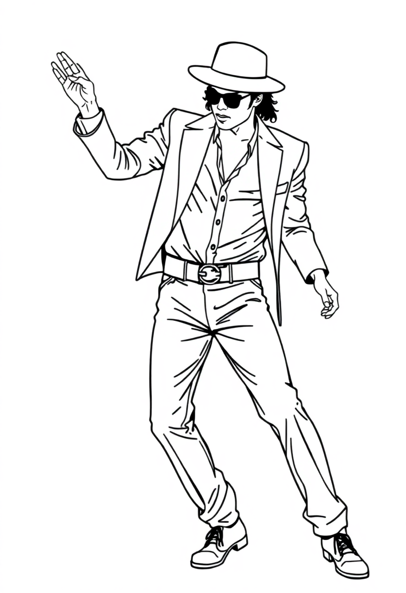 Michael Jackson Dancing Pose coloring page, free printable