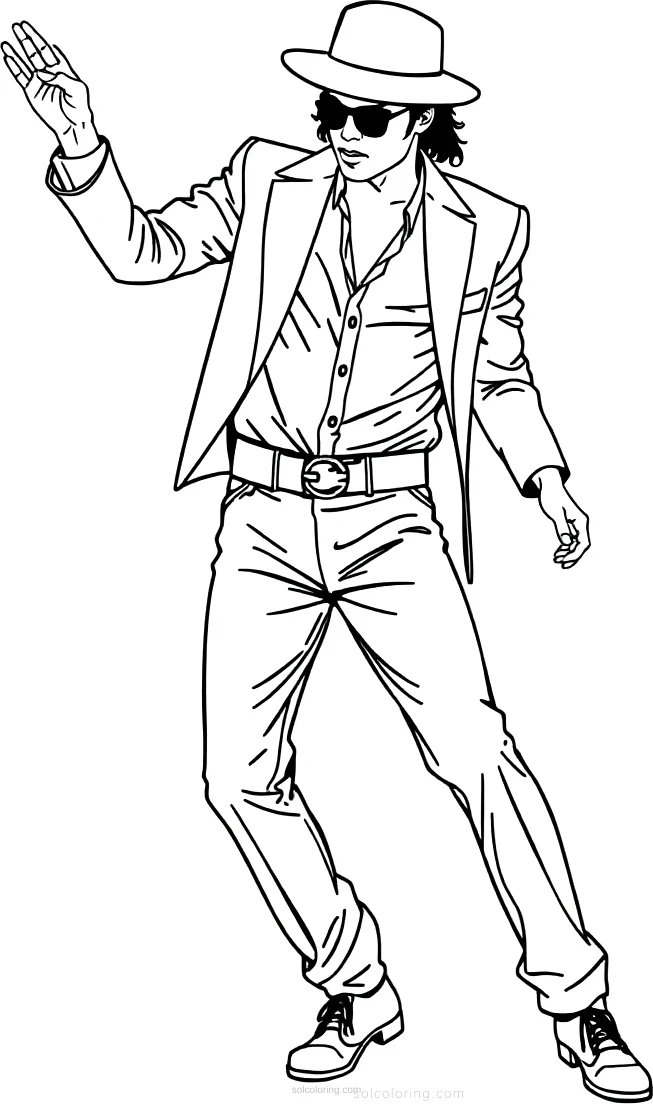 Michael Jackson Dancing Pose coloring page for kids