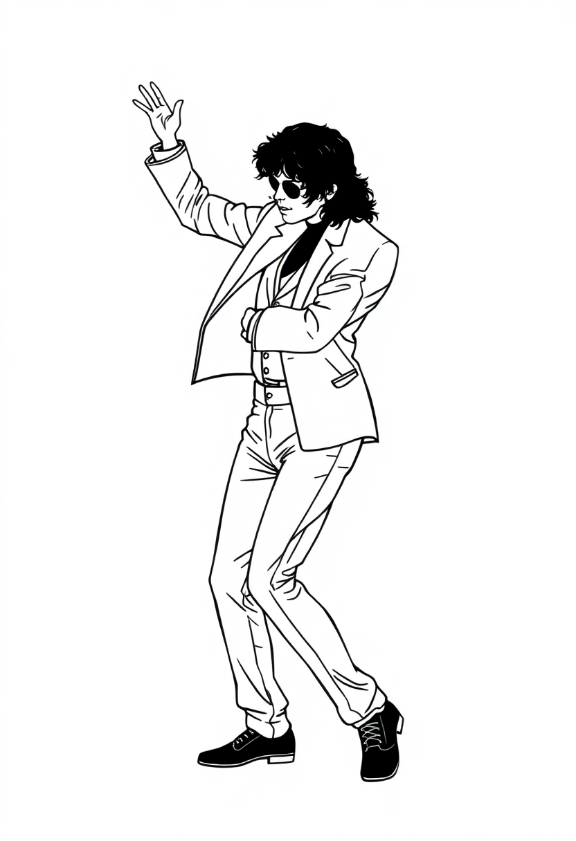 Michael Jackson Dancing Pose coloring page, free printable