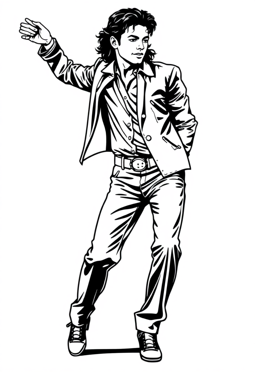 Michael Jackson Dancing Pose coloring page, free printable