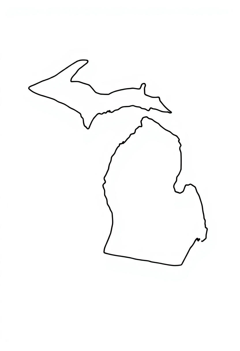 Michigan State Flag coloring page, free printable