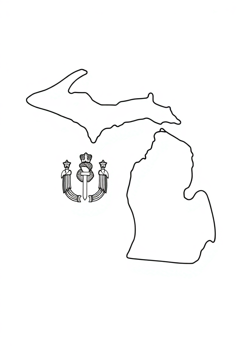 Michigan State Flag coloring page, free printable