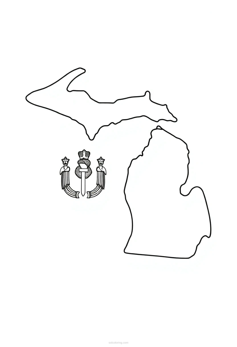 Michigan State Flag coloring page for kids
