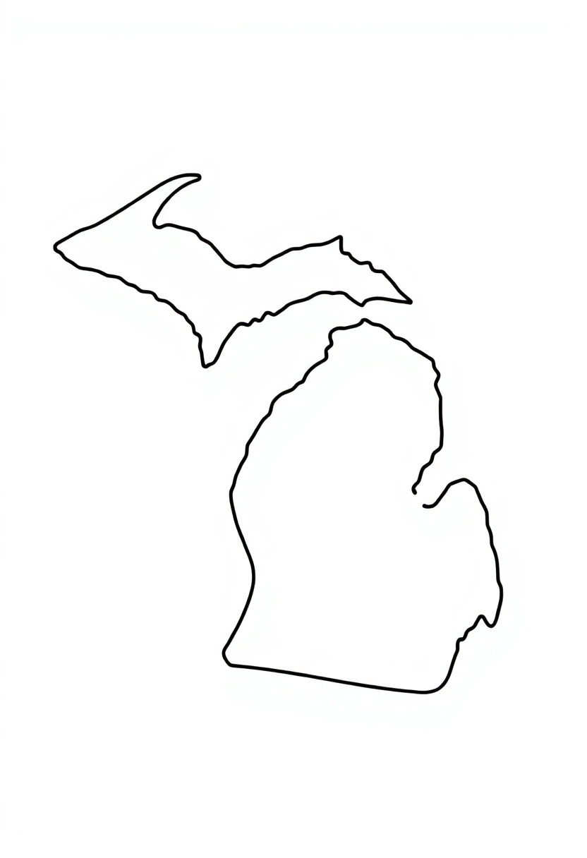 Michigan State Flag coloring page, free printable