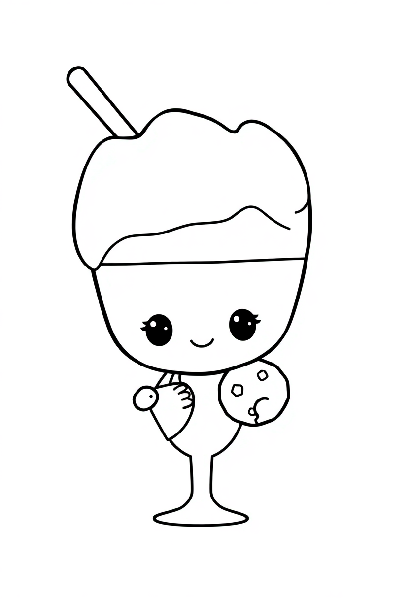 Milk Glass and Cookies coloring page, free printable