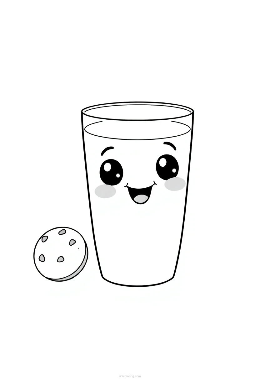 Milk Glass and Cookies coloring page for kids