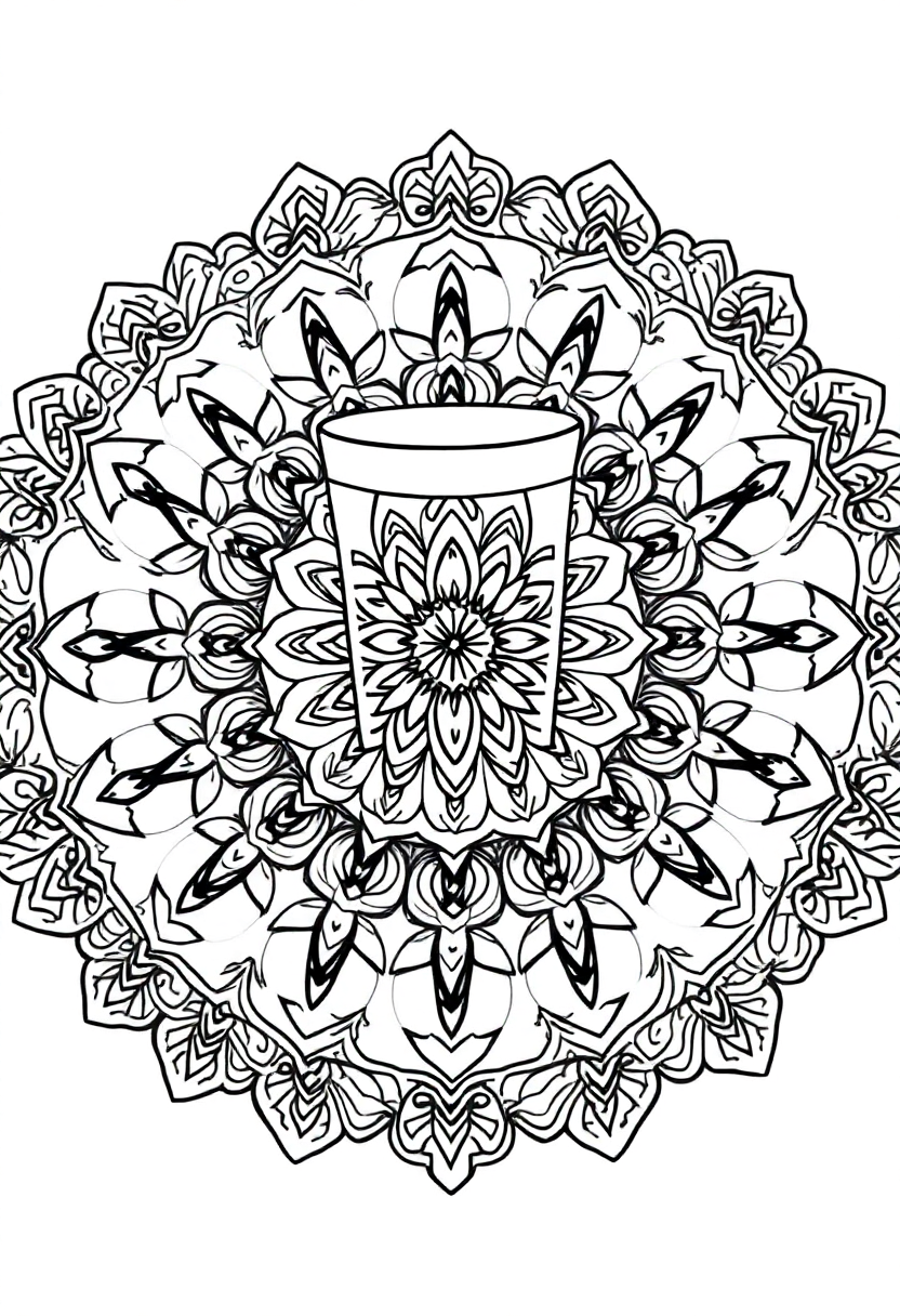 Milk Glass and Cookies coloring page, free printable