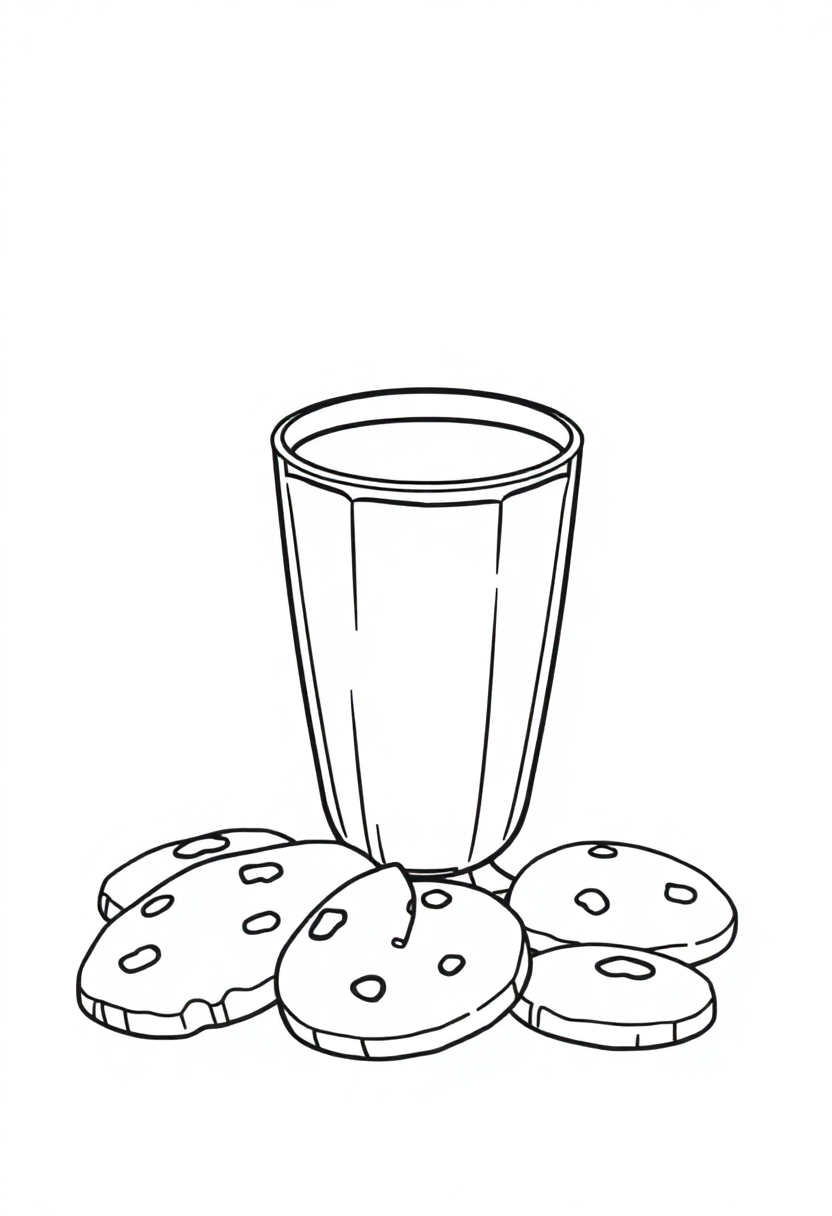 Milk Glass And Cookies coloring pages