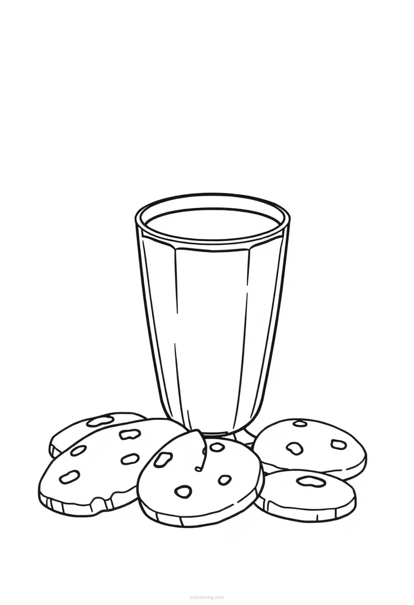 Milk Glass and Cookies coloring page for kids