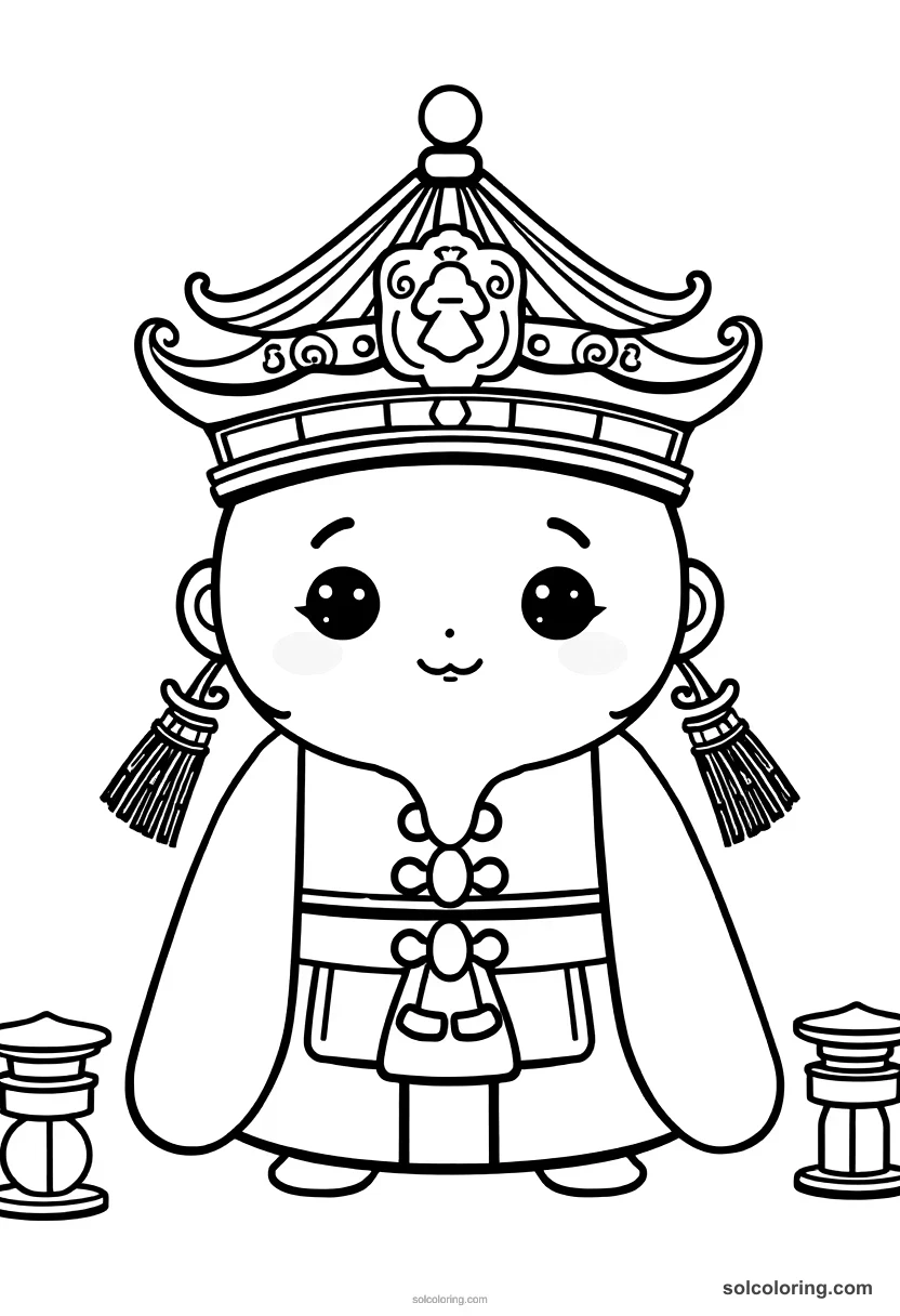 Cute Cartoon Ming Dynasty Imperial Court cute cartoon coloring page for kids