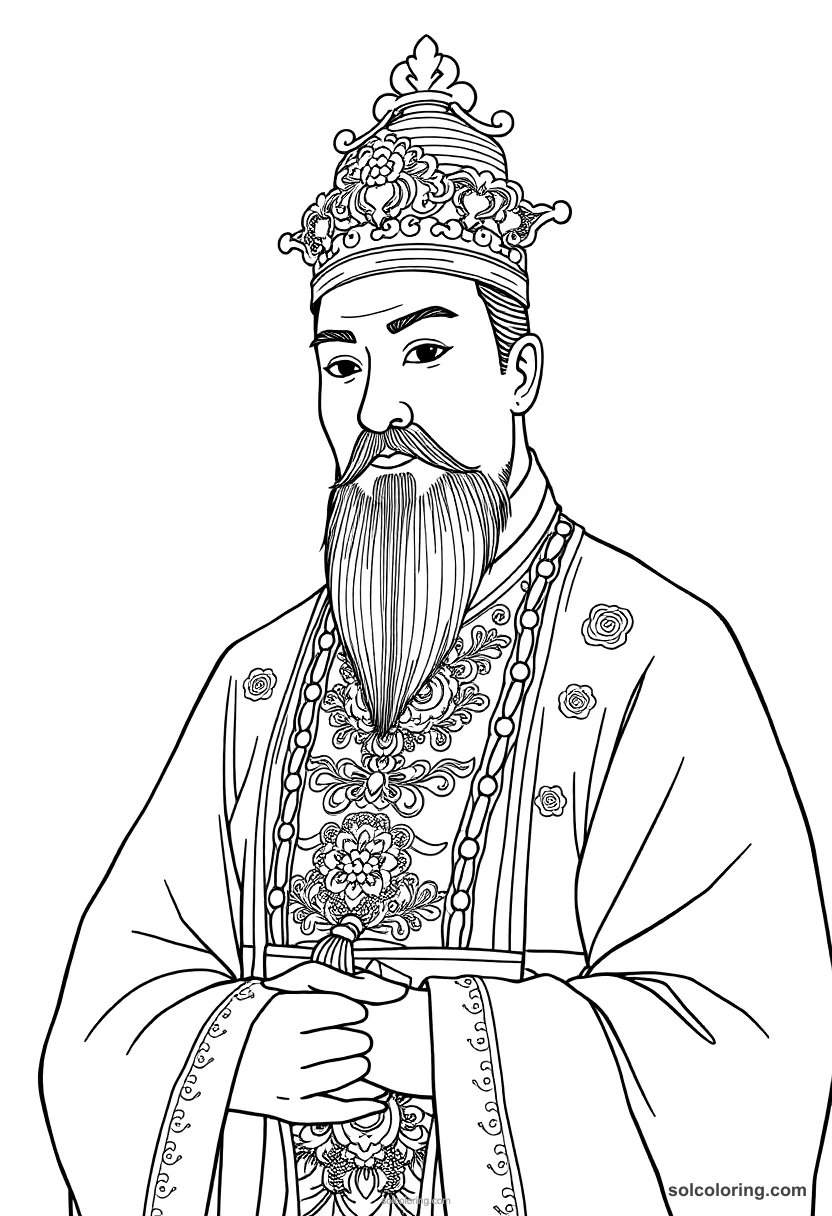 Ming Dynasty Imperial Court detailed coloring page for kids