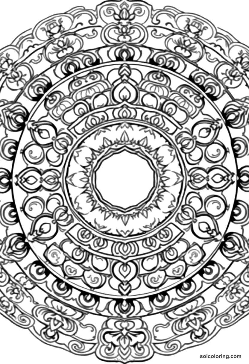 Mandala Ming Dynasty Imperial Court mandala coloring page for kids