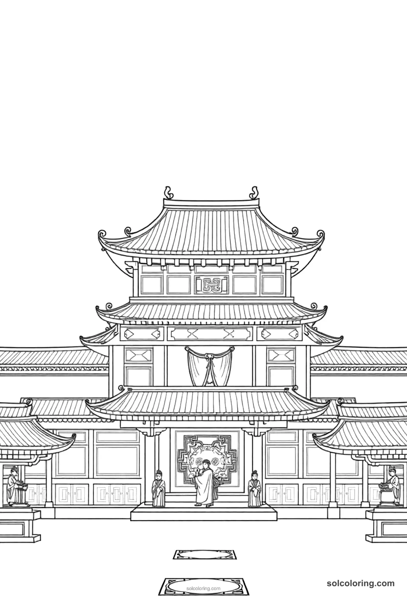 Simple Ming Dynasty Imperial Court simple coloring page for kids