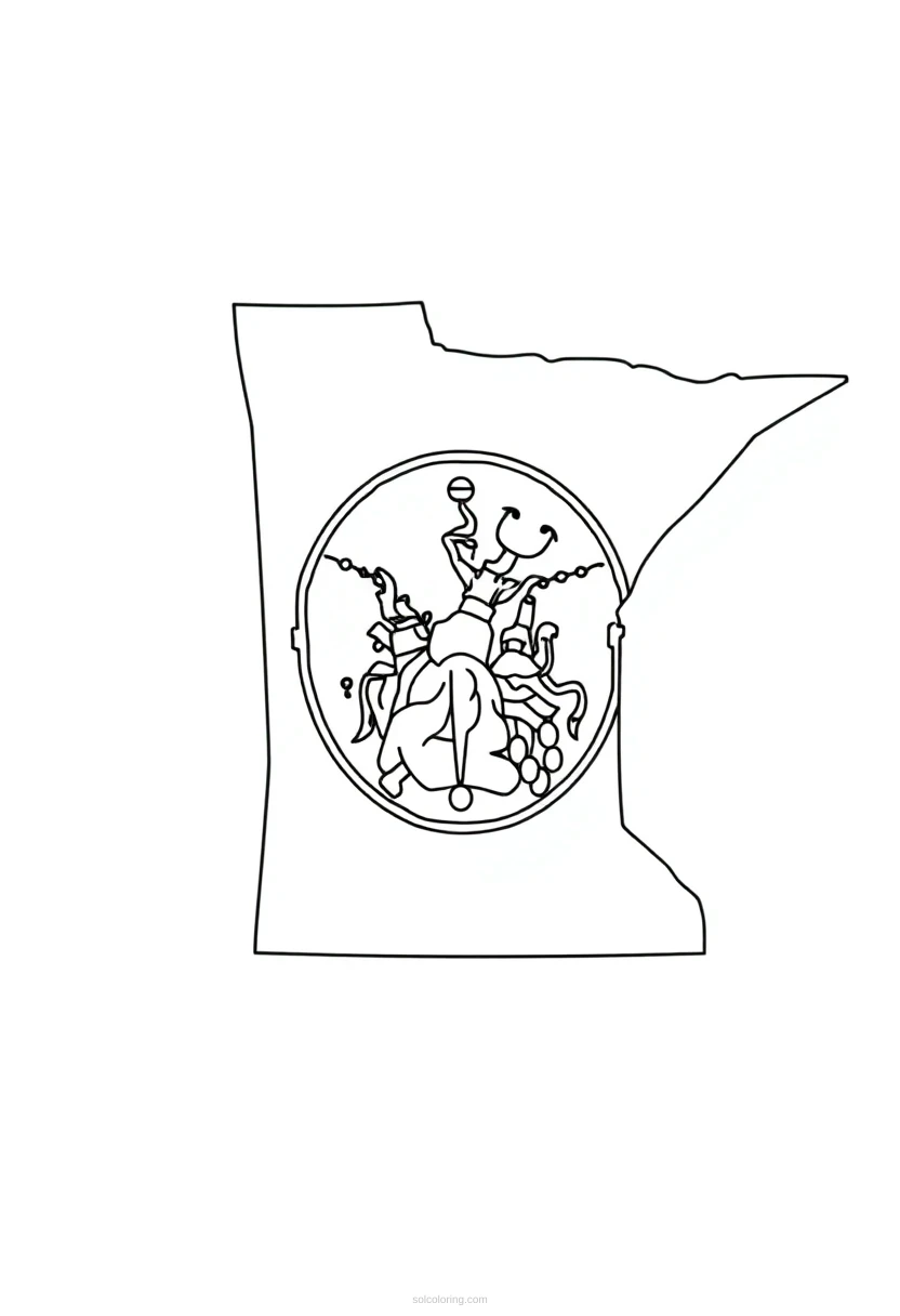 Minnesota State Flag coloring page for kids