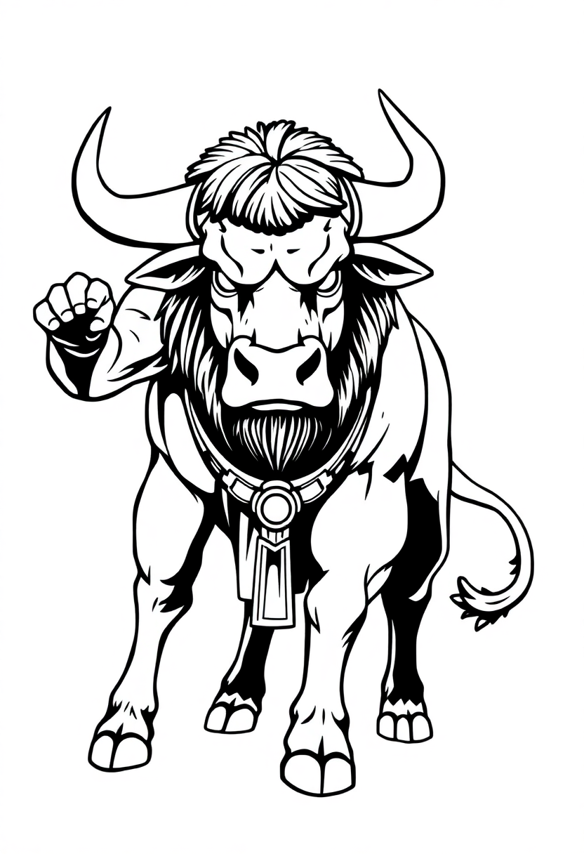 Minotaur Bull Monster coloring page, free printable
