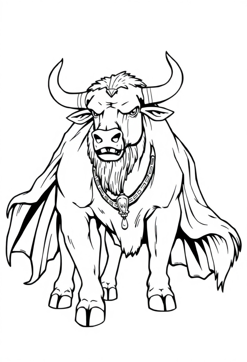 Minotaur Bull Monster coloring page, free printable
