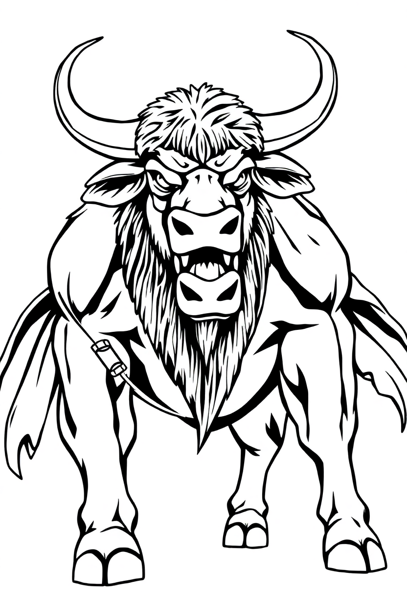 Minotaur Bull Monster coloring page, free printable