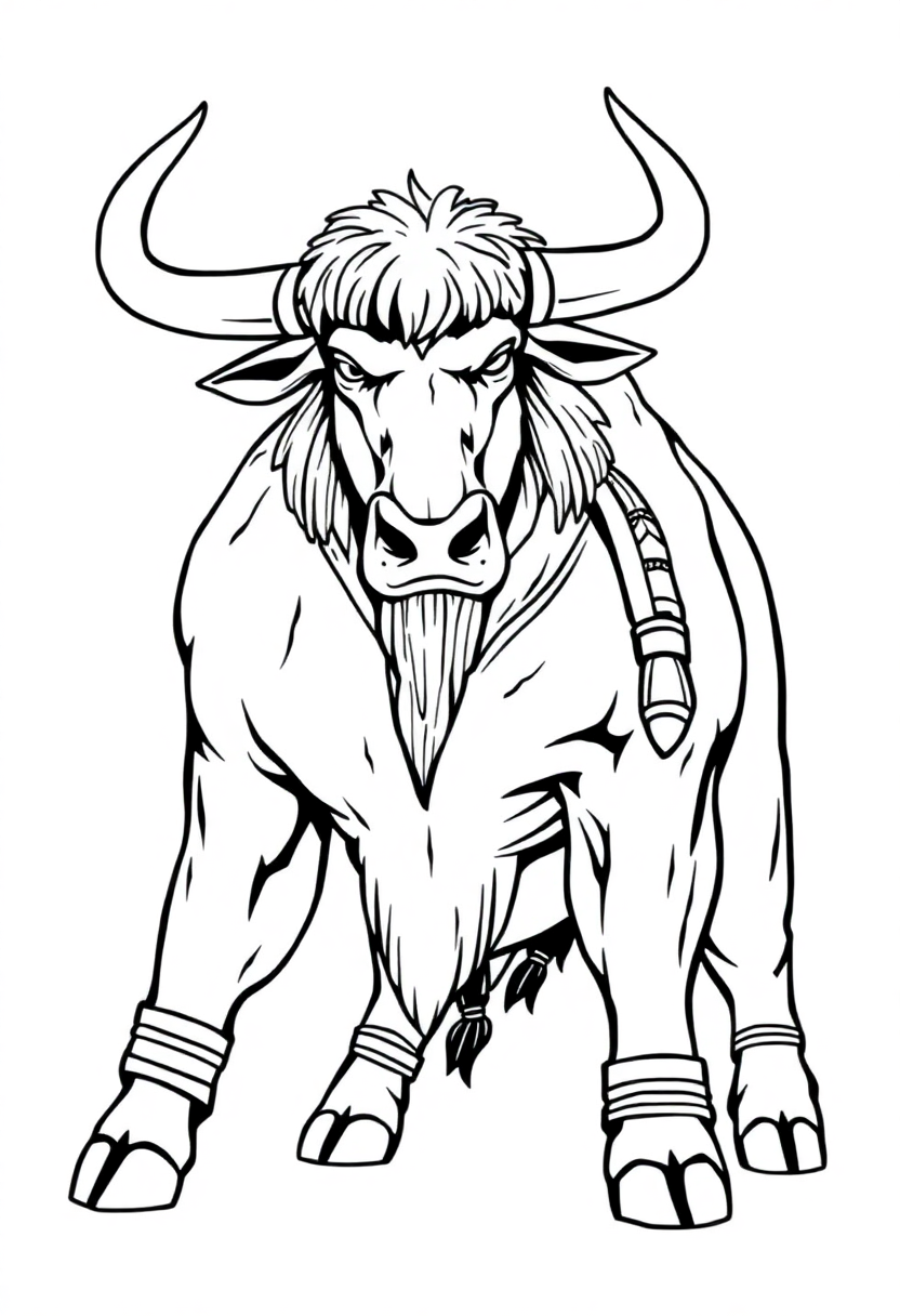 Minotaur Bull Monster coloring page, free printable