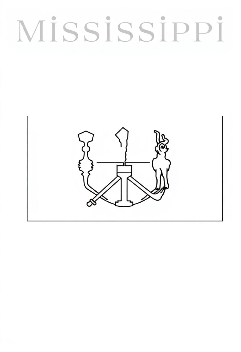 Mississippi State Flag coloring page, free printable