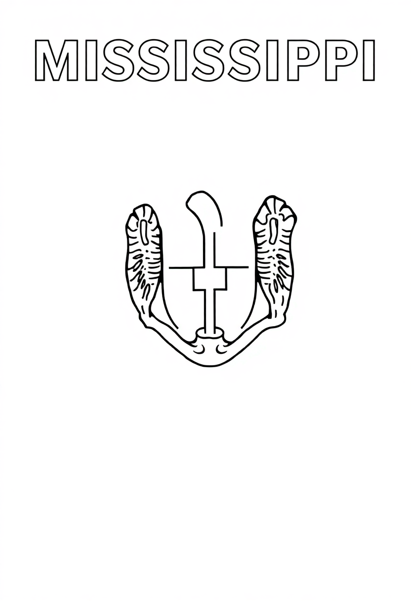 Mississippi State Flag coloring pages