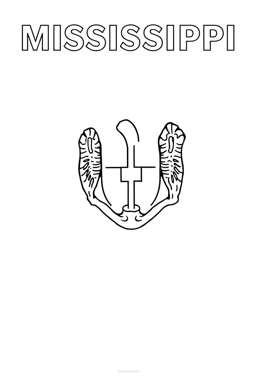 Mississippi State Flag coloring pages