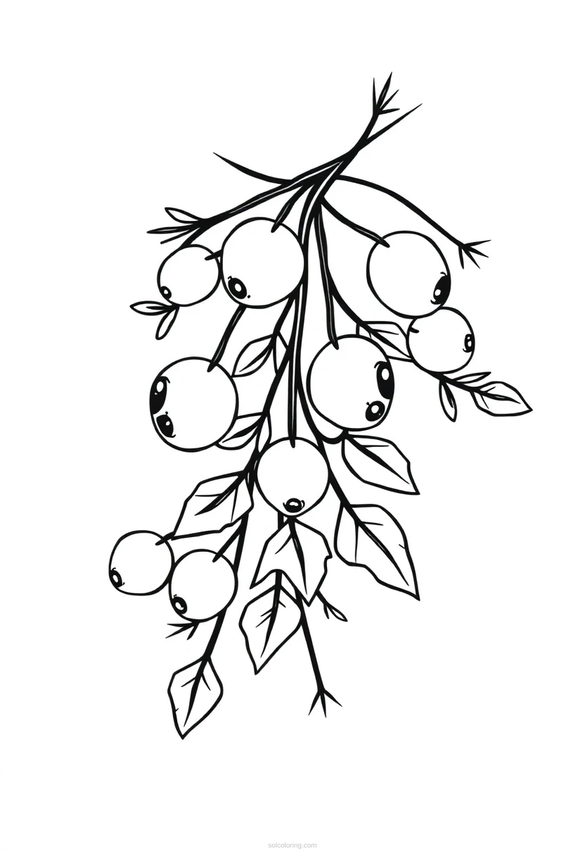 Mistletoe Branch coloring page for kids