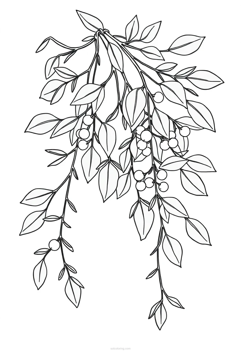 Mistletoe Branch coloring page for kids
