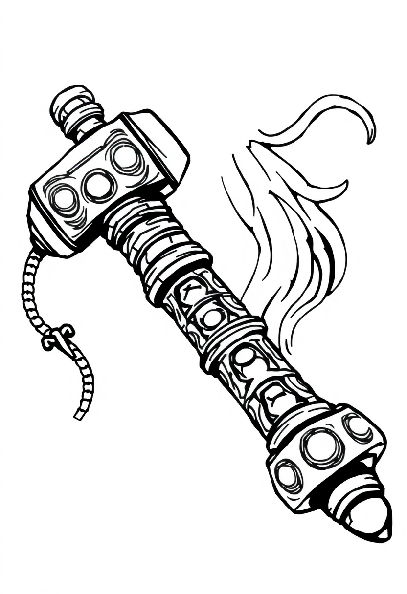 Mjolnir Thor's Hammer coloring page, free printable