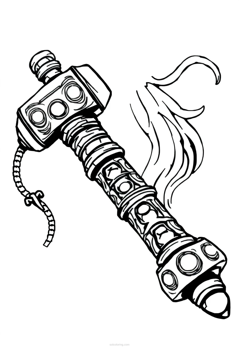 Mjolnir Thor's Hammer coloring page for kids